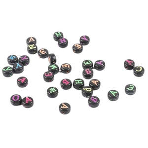 DIY colorful Cyrillic alphabet beads in black acrylic for personalized jewelry making