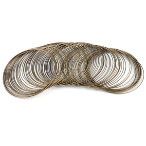 Macro shot of vintage bronze memory wire loops for DIY jewelry and necklace crafting