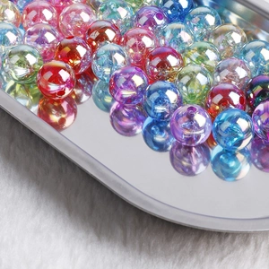 Colorful AB iridescent acrylic beads with center holes for DIY jewelry making and crafts