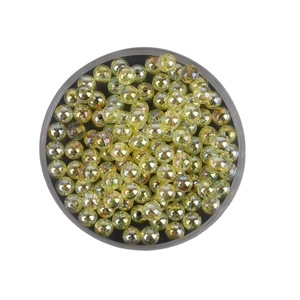 Iridescent cream DIY beads for handmade jewelry making in a circular container