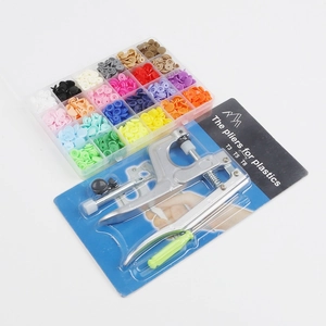 DIY colorful resin snap fasteners set with professional hand press tool in a 24-grid storage box