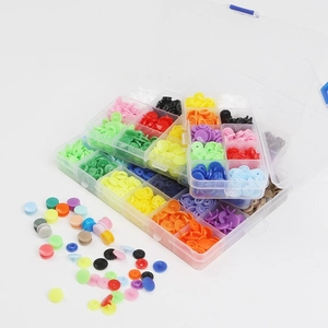 Colorful resin snap buttons set with 25 colors and transparent storage box for DIY crafts