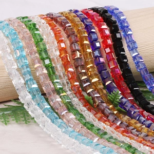 DIY Facettierte Quadratische Glas Kristallperlen Irrierende AB Farbe Lose Würfelperlen Für Armband Halskette Schmuckherstellung Handwerk
