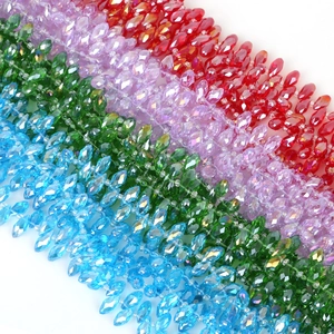 6x12mm faceted glass marquise beads in blue, green, purple, and red for DIY jewelry making