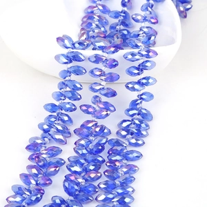 Deep blue faceted crystal glass beads with purple iridescent finish for jewelry making