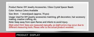 Macro detail of 8mm crystal glass rondelle beads for DIY jewelry making and bracelets