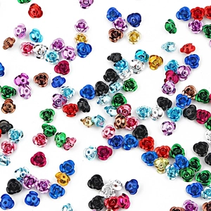 Colorful aluminum 3D rose beads for DIY jewelry making and handmade accessories set
