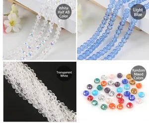8mm faceted crystal glass beads in AB white, light blue, clear, and mixed colors for DIY jewelry