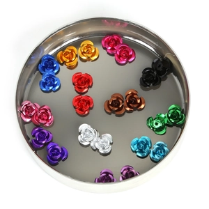 Colorful aluminum 3D rose flower charms set for DIY jewelry making in multiple vibrant colors