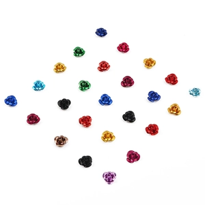 Colorful aluminum 3D rose flower beads for DIY jewelry making and craft decoration