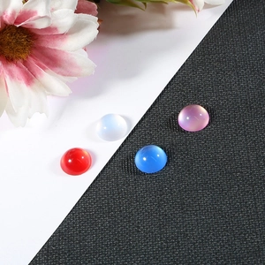 Flat back resin opal cabochons in red, white, blue, and pink for DIY jewelry making