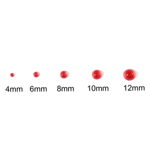 Red resin cat-eye round beads comparison showing 4mm to 12mm sizes for jewelry DIY