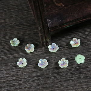 Cuentas de Flores de Resina Aurora Aspecto de Concha Perla Artificialda Agujero Central para Hacer Joyas DIY Accesorios