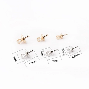 Golden and silver metal peg bails for DIY pearl pendants in three assorted sizes