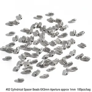 Detailansicht von 100 Stk. Antiksilber 6x3mm Legierungssäulen-Abstandshalter für DIY Schmuck
