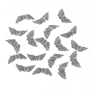Breloques Ailes d'Ange en Acier Inoxydable pour Création Bijoux DIY Argent Antique Pendentifs Cœur Accessoires Artisanat