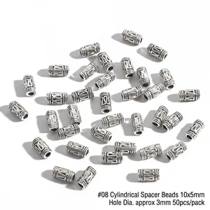 Details von 10x5mm Silber-Zwischenperlen mit 3mm Loch für DIY-Schmuckherstellung