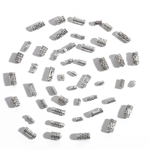 Vintage Antique Silver Alloy Cylindrical Spacer Beads For DIY Jewelry Making Bracelet Necklace Handmade Ethnic Pattern Beads