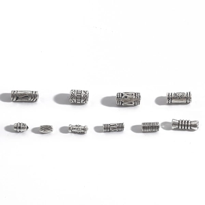 Ten unique silver alloy spacer beads with vintage patterns for DIY jewelry necklaces