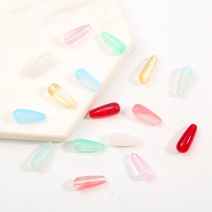 Colorful water-drop glass beads for DIY hair ornaments and jewelry making