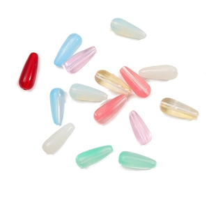 Mix of colorful teardrop glass beads with vertical stripes for DIY jewelry making
