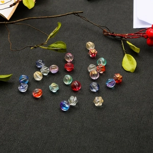 Colorful pumpkin-shaped glass beads with vertical stripes for DIY jewelry making