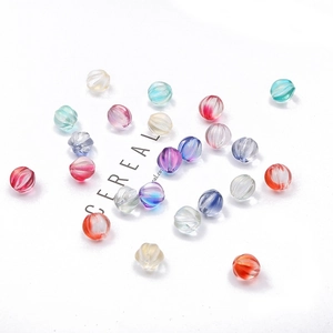 Colorful 8-10mm pumpkin shaped glass beads for DIY hairpins and handmade jewelry making