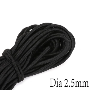 Haltbare 2,5mm schwarze elastische Rundkordel für DIY-Bastelarbeiten und Nähzubehör
