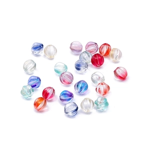 Vintage Glass Pumpkin Beads For DIY Jewelry Making Antique Lampwork Beads Striped Spacer Beads For Handcrafted Crafting