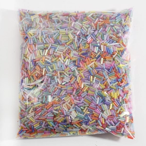 Bulk pack of colorful glass bugle beads for DIY jewelry and wedding dress accessories