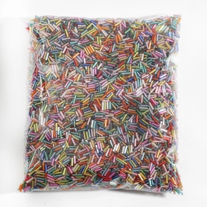 Colorful mixed glass bugle beads in a bulk pack for DIY jewelry and sewing projects
