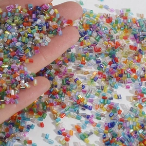 Mix of colorful glass bugle beads for jewelry making and handmade DIY accessories