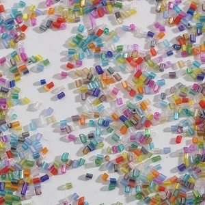 Colorful iridescent glass bugle beads for DIY jewelry and embroidery crafts