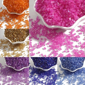 Iridescent Glass Bugle Beads For DIY Jewelry Making Clothing Embroidery Accessories Colorful Glass Seed Beads Small Cylinder Beads