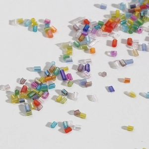 Colorful 2mm rainbow glass bugle beads for DIY jewelry making and embroidery