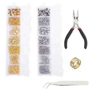 DIY Jewelry Making Accessories Gold Silver Plated Lobster Clasps Earring Hooks Open Jump Rings Pliers Tweezers Metal Findings