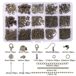 Kit detallado de joyería DIY con fornituras de aleación de bronce y cierres de mosquetón
