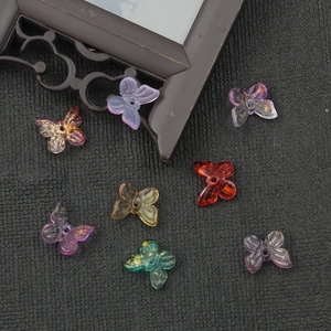 Ancient style glass butterfly beads with gold foil for DIY hairpins and jewelry making