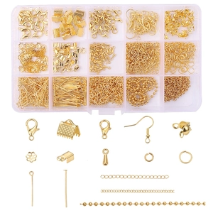 Surtido de Fornituras de Metal para Creación de Joyas DIY Cierres de Langosta Ganchos para Pendientes Anillas Cadenas Para Artesanía