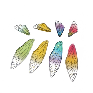Resin Gradient Wing Charms Gold Foil Embedded Bionic Cicada Dragonfly Wings DIY Materials For Earrings Necklace Jewelry Making