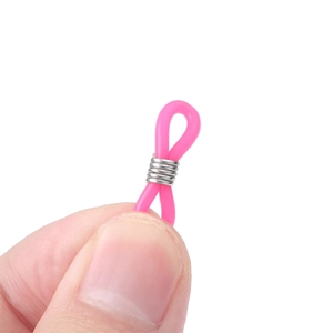 Connecteurs de lunettes en silicone rose avec ressorts métalliques argentés réglables