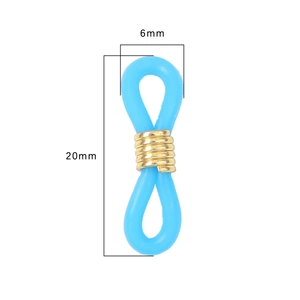 Connecteur boucle en silicone bleu ciel avec spirale dorée pour chaînes de lunettes
