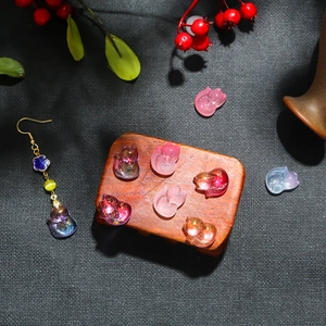 Czech glass fox pendants with gradient petals for DIY hairpins and jewelry making