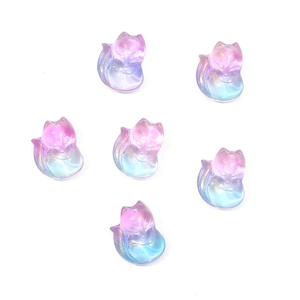 Czech glass fox charms with purple gradient and gold glitter for DIY hair pins