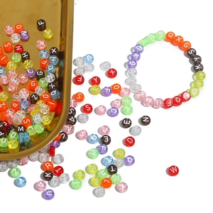 Colorful acrylic letter beads for DIY jewelry making with round alphabet beads and bracelet