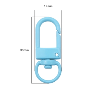 Fermoir mousqueton en alliage bleu clair 33mm pour porte-clés DIY et loisirs créatifs