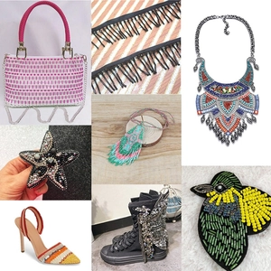 Handmade beadwork collection featuring necklaces, embroidery brooches and beaded accessories