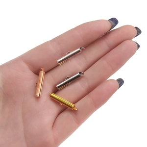 Multi-strand slide-on connector tubes for DIY necklaces and bracelets in four metallic colors