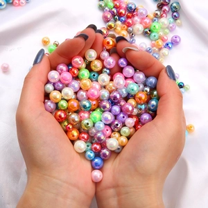 Colorful AB iridescent acrylic pearls for DIY jewelry making in various pastel colors