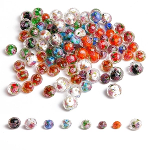 Faceted millefiori glass rondelle beads with internal floral patterns for DIY jewelry